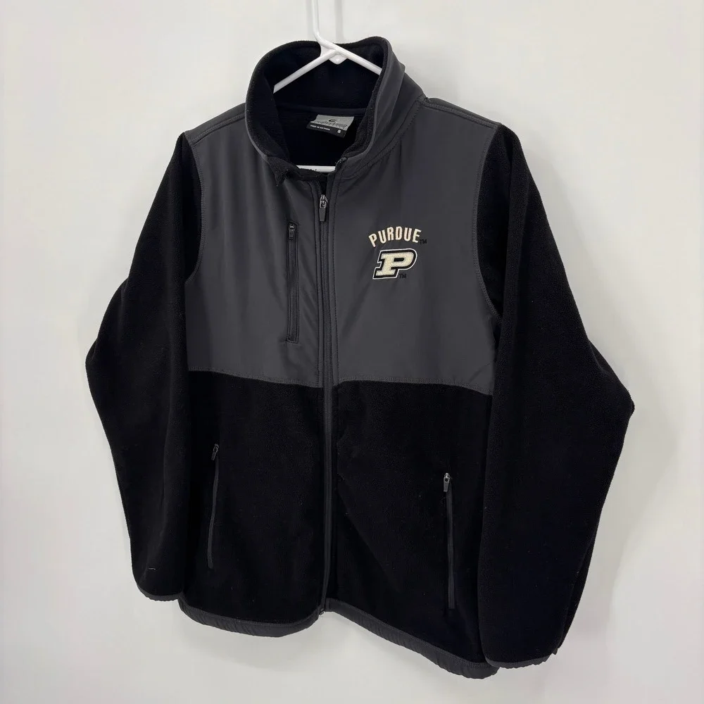 Colosseum Purdue University Jacket Women Small Black Grey Excellent Fleece Zip